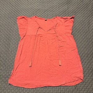 Women's Coral Top with Tassel Ties